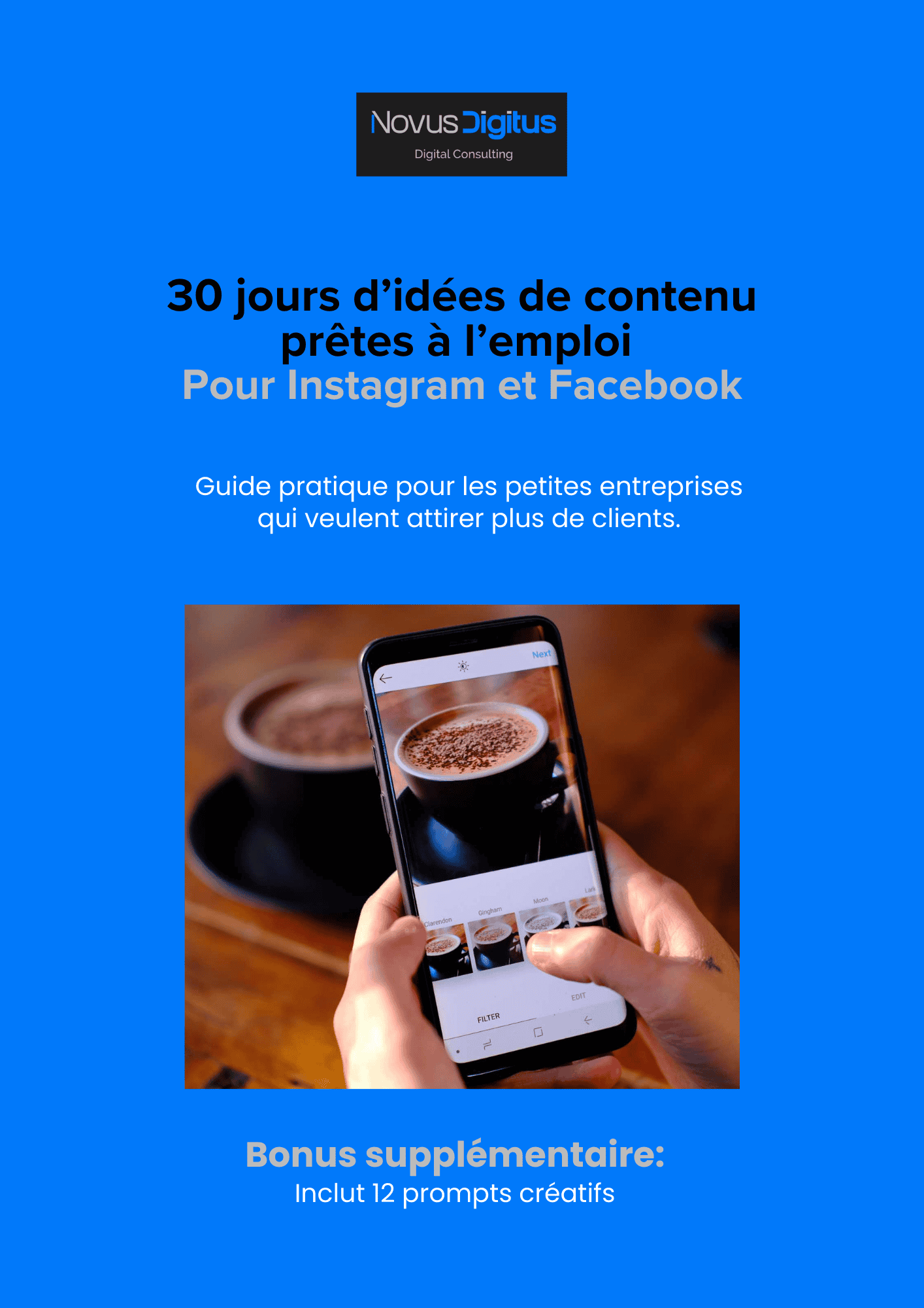 Capa Calendrier de Contenus pour 30 Jours pour PME locales Facebook Instagram NOVUS DIGITUS